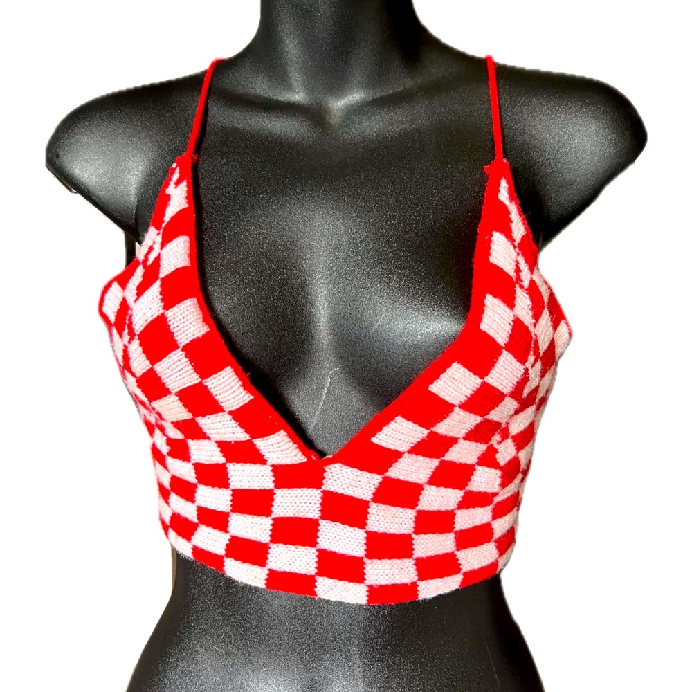 Checkered Knit Top